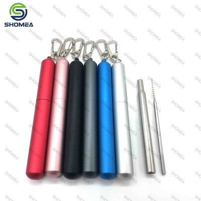 Custom stainless steel folding straw with portable storage case