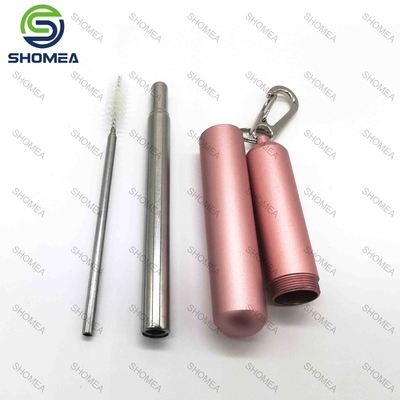 Custom stainless steel folding straw with portable storage case