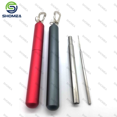 Custom stainless steel folding straw with portable storage case