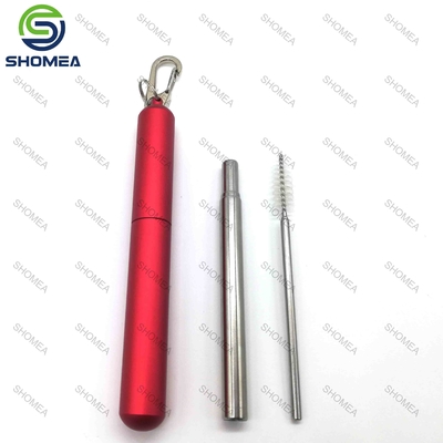 Custom stainless steel folding straw with portable storage case